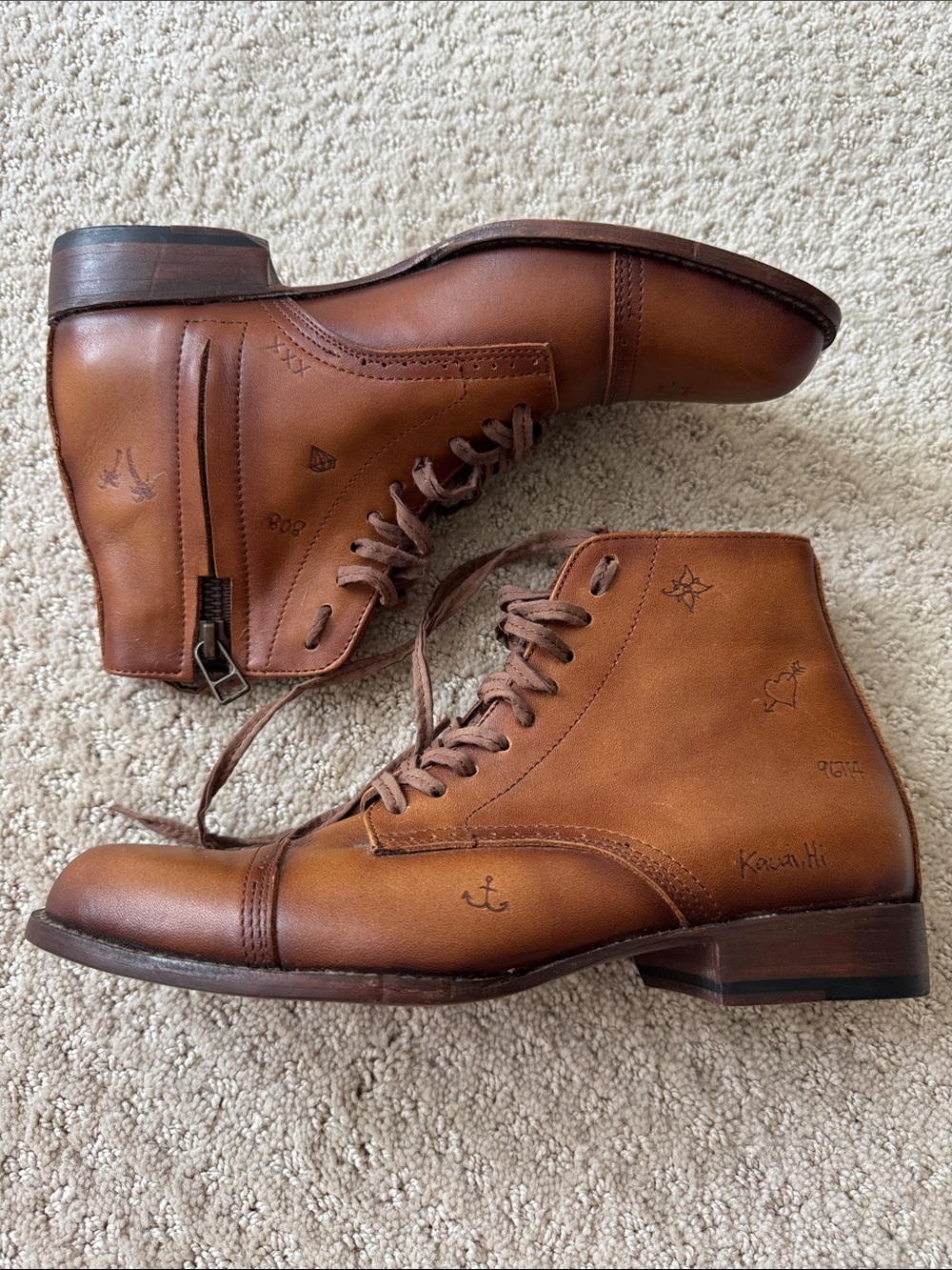 Esquivel | Clarabell Boot Handmade Leather Lace Up Ankle Zipper Boots | Size 6